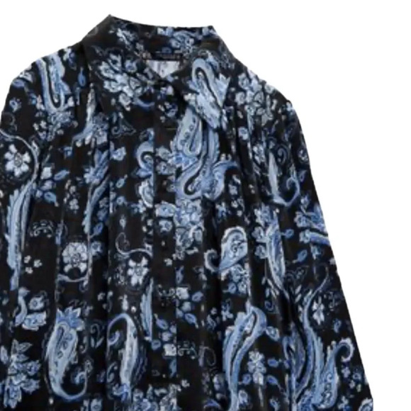 ZARA | Blue | PRINTED SHIRT DRESS - Picture 3 of 7